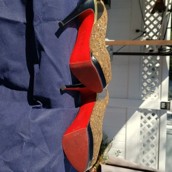 Authentic Christian Louboutin Cork Slingback sz 37 1/2 - Picture 7 of 9